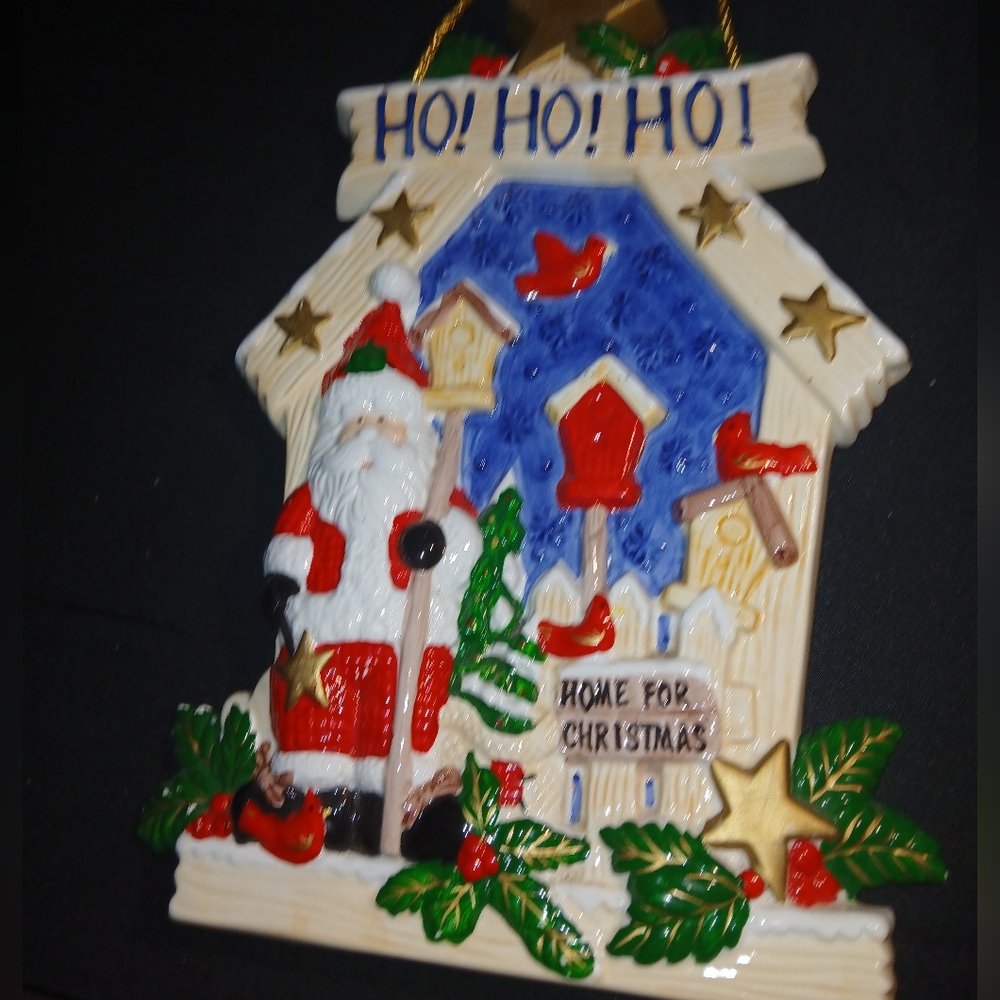 Vintage Ceramic Christmas Wall Hanging Plaque